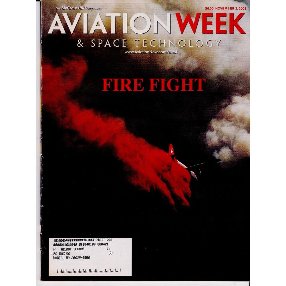 Aviation Week Nov 3 2003 Fire Fight Wildfire Air Tankers NASA UAVs
